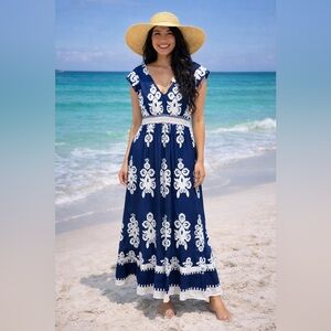 Blue and White Maxi Dress